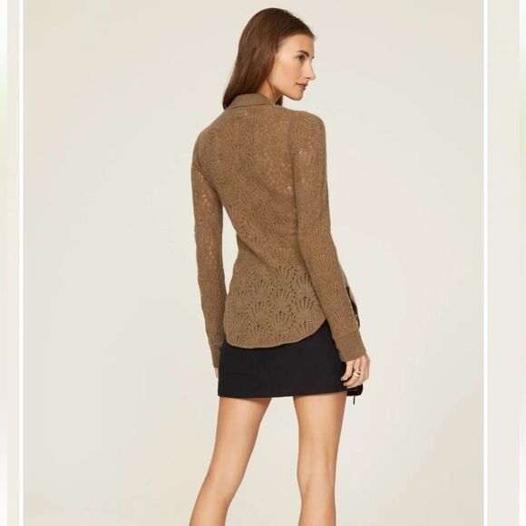 NAADAM Cashmere Blend Pointelle Button Up Sweater - Picture 2 of 7